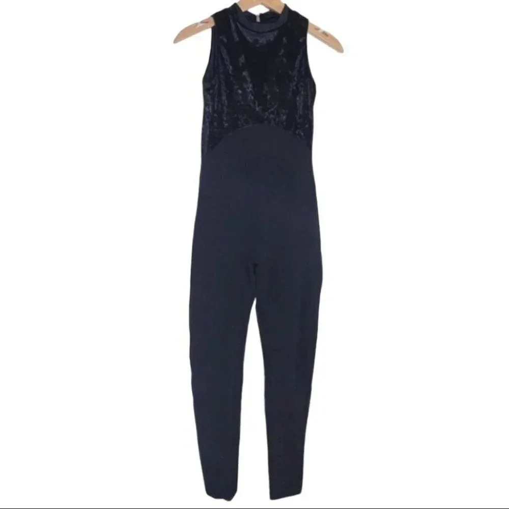 Danskin M black‎ mock neck sleeveless long unitard Balletcore